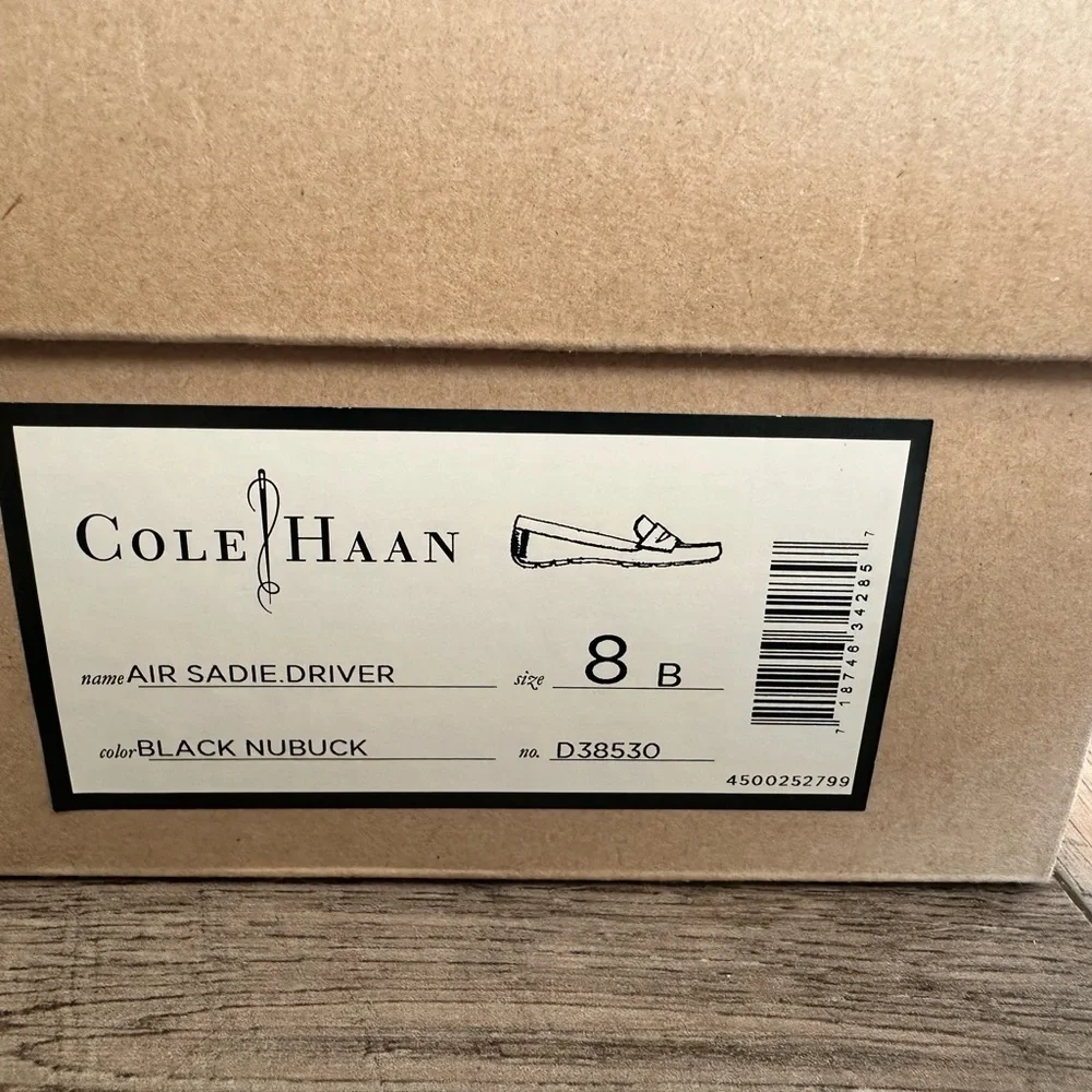 Cole Haan Black Nubuck Leather Air Sadie‎ Driver, driving loafer, size 8